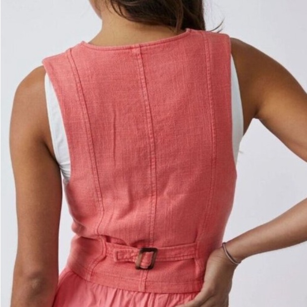 Free People NWT Charley linen blend vest - Picture 2 of 5